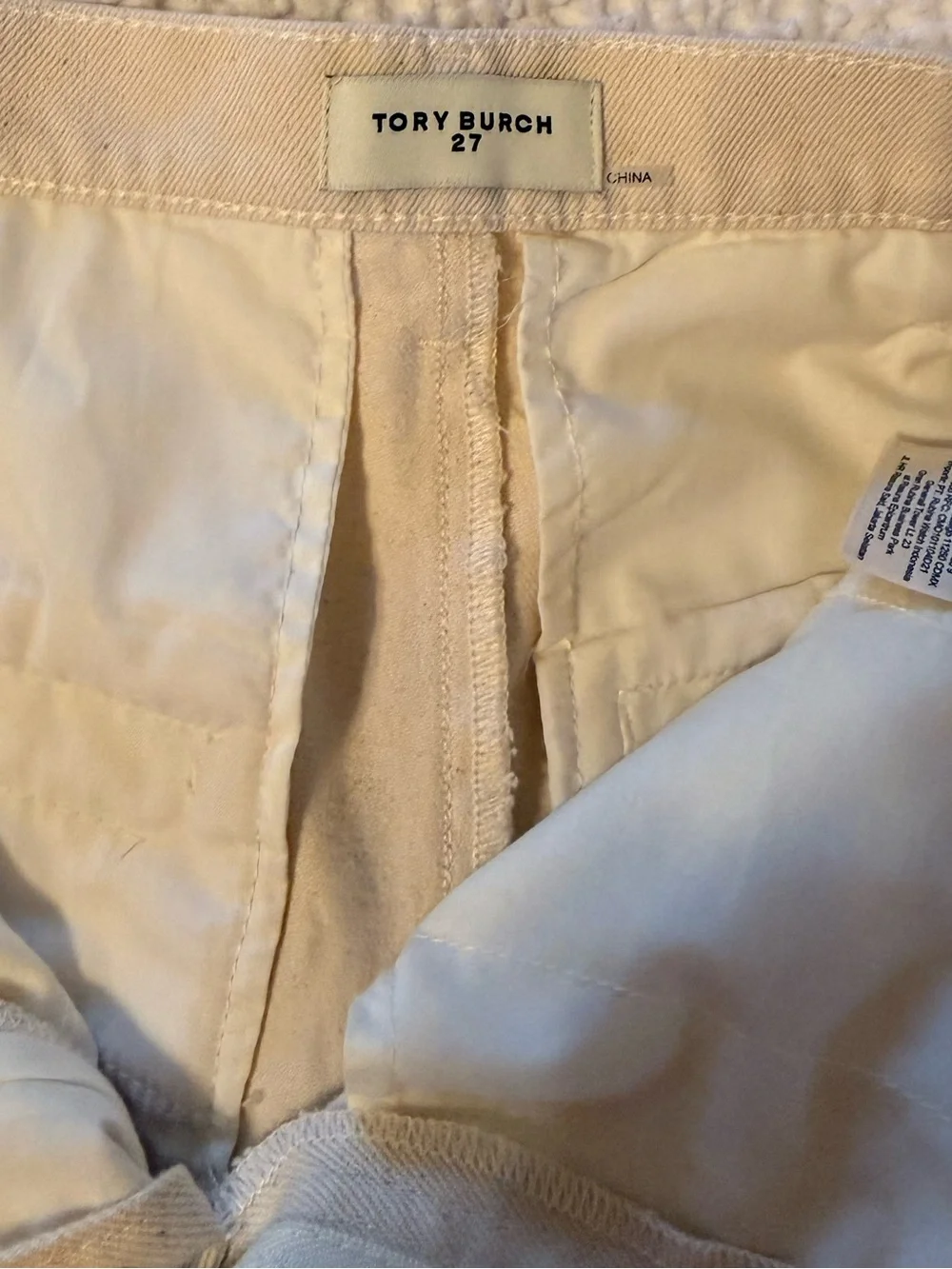 Tory Burch Ivory Wide Leg Jeans | Size 27 | High Rise